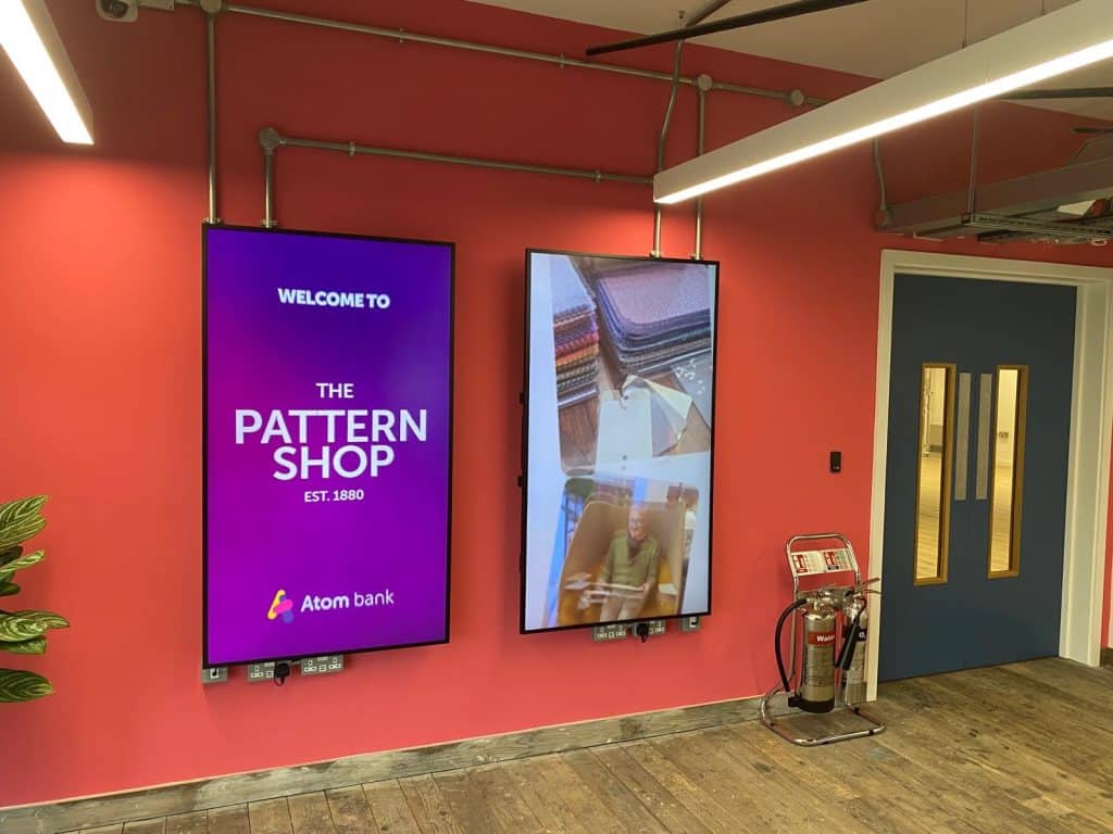 Dual screens setup by tdc at Atom Bank